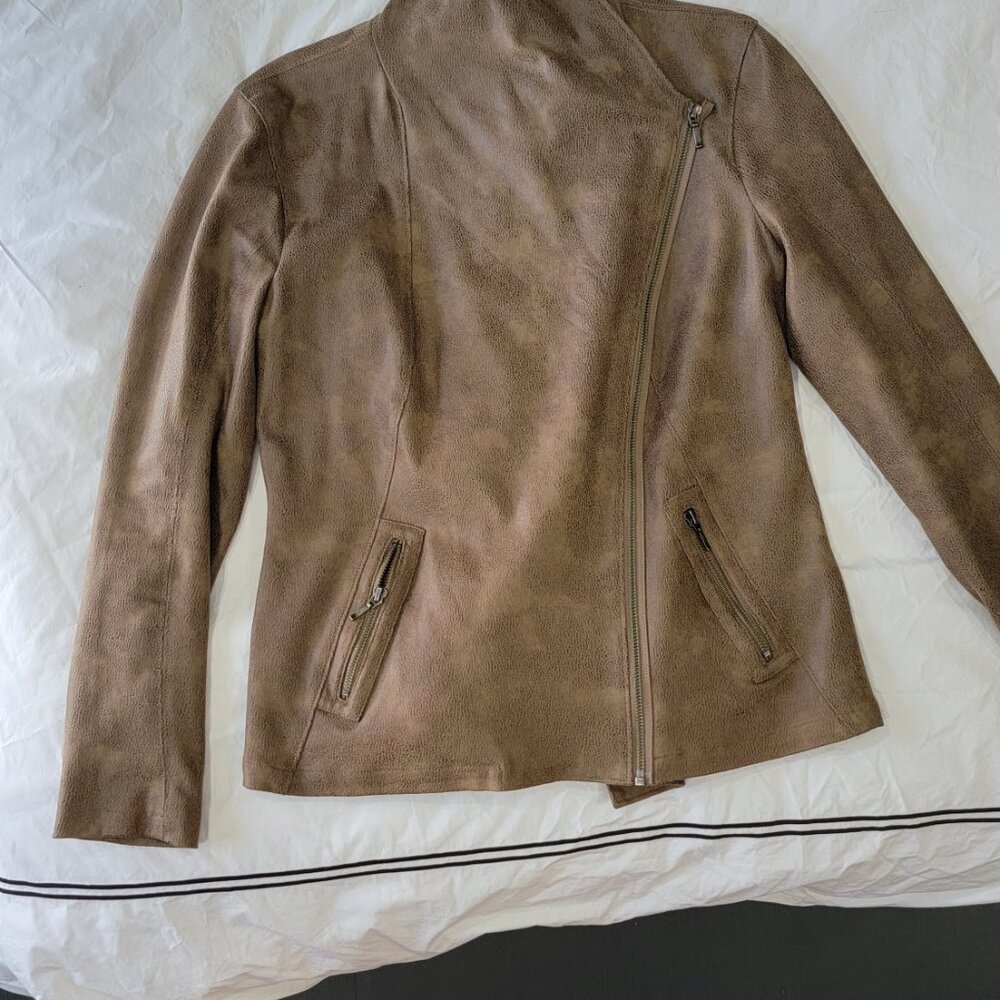 Stars faux leather zip up jacket, - Picture 2 of 3